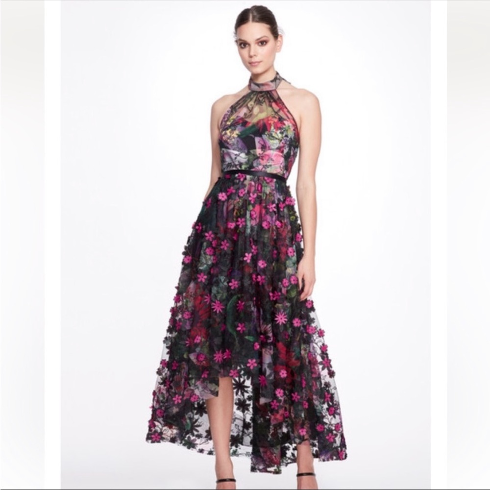 Marchesa NWT tulle halter hi-lo gown size 10